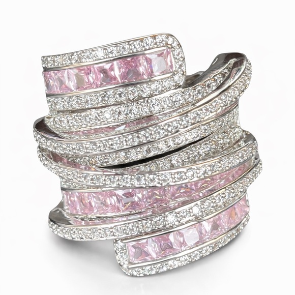 Jewelry - .925 Sterling Silver Pink Statement Ring The Lubiana
